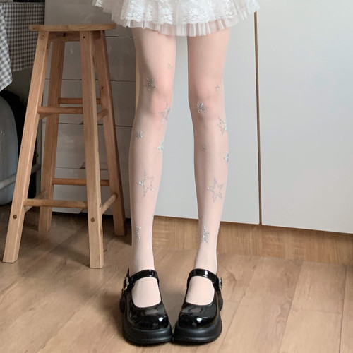 春夏星星烫钻白丝袜甜欲芭蕾袜