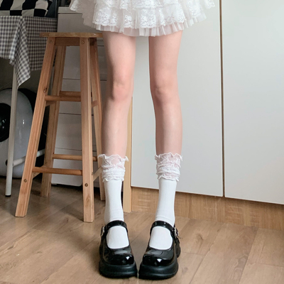 芭蕾少女木耳边蕾丝花边堆堆袜