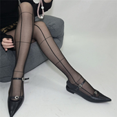 AYTofilms性感竖线条黑丝袜女春夏薄款 背线黑丝十字线交叉连裤 袜