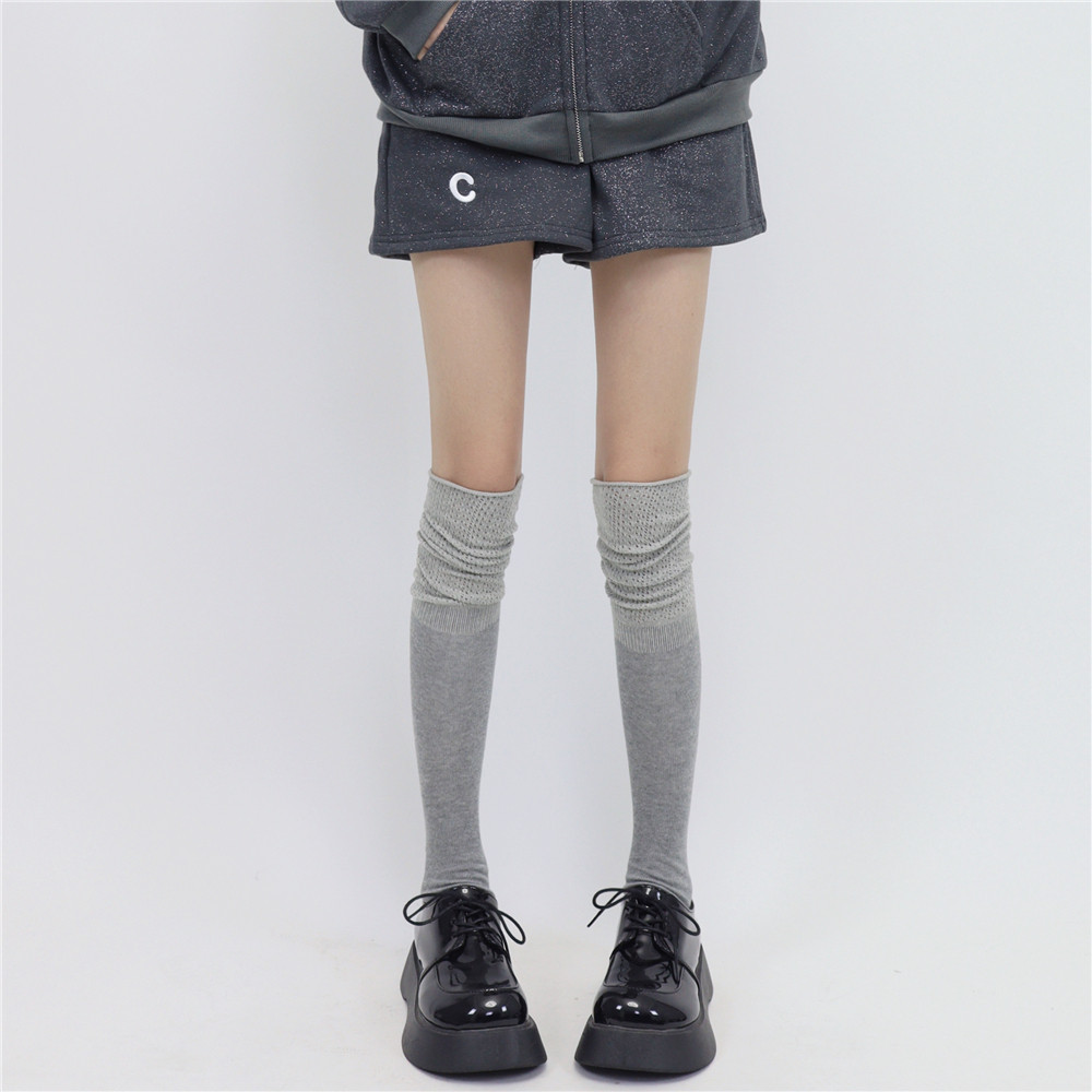 叠穿显瘦棉质拼接镂空堆堆袜套