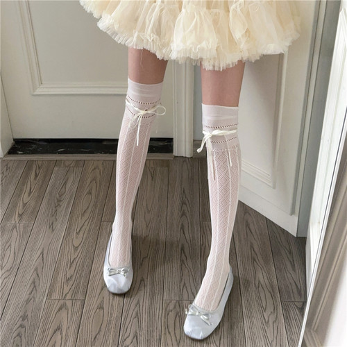 AYTofilms镂空穿绳渔网大腿袜