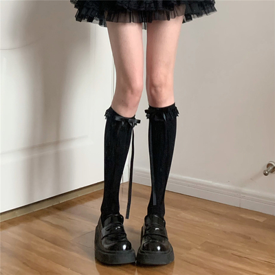 芭蕾少女显瘦天鹅绒小腿袜