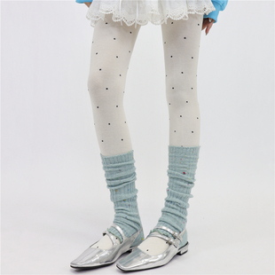 彩点袜套秋冬加厚保暖木耳边可爱日系芭蕾针织小腿套 films