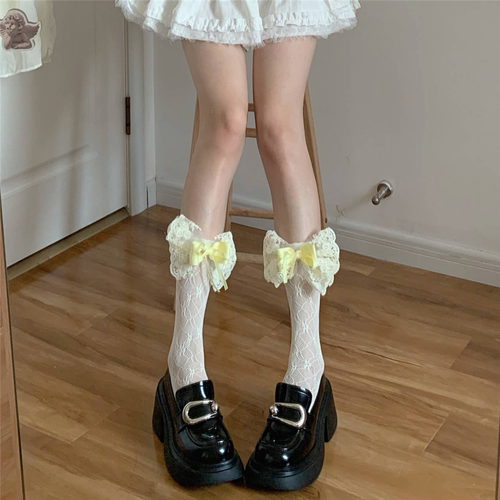 蕾丝蝴蝶结堆堆袜甜系少女袜
