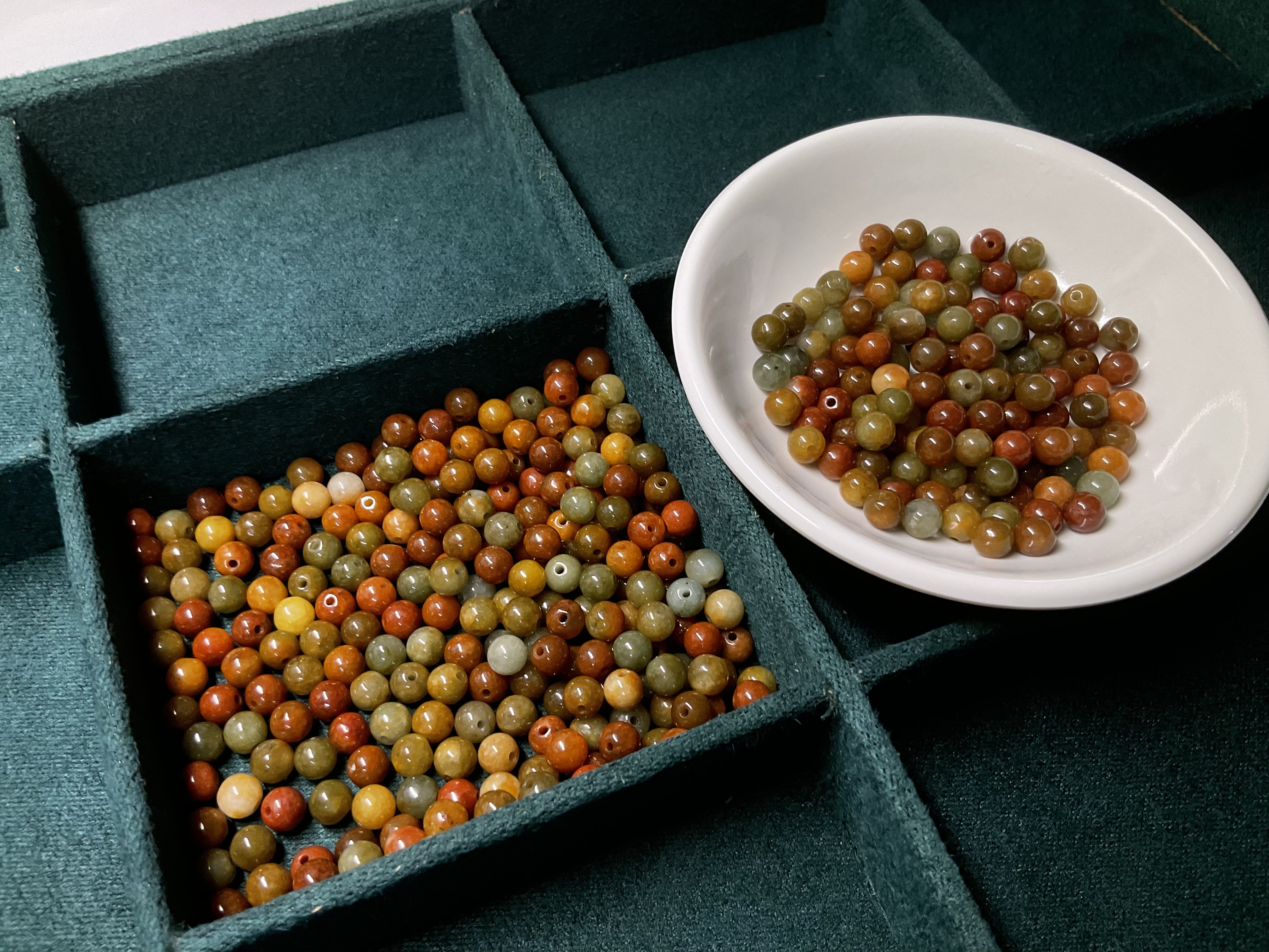 天然彩玉散珠 多色圆珠 手工diy古风手串项链饰品材料a货招财新款