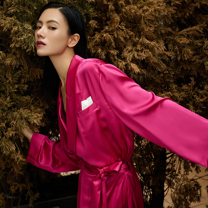 翻领系带性感睡袍睡衣