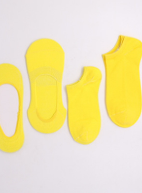 结婚黄袜子黄金袜隐形船袜 黄色短袜棉袜脚踏袜子底 新郎新娘男女