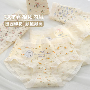 组合装 中腰抑菌纯棉内档女士 全裤 7A抗菌甜美可爱印花少女内裤