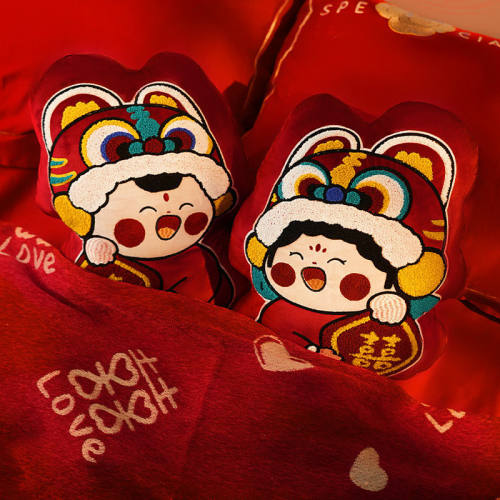 压床娃娃陪嫁一对结婚高档新款婚房布置喜字红色婚庆公仔新婚礼物