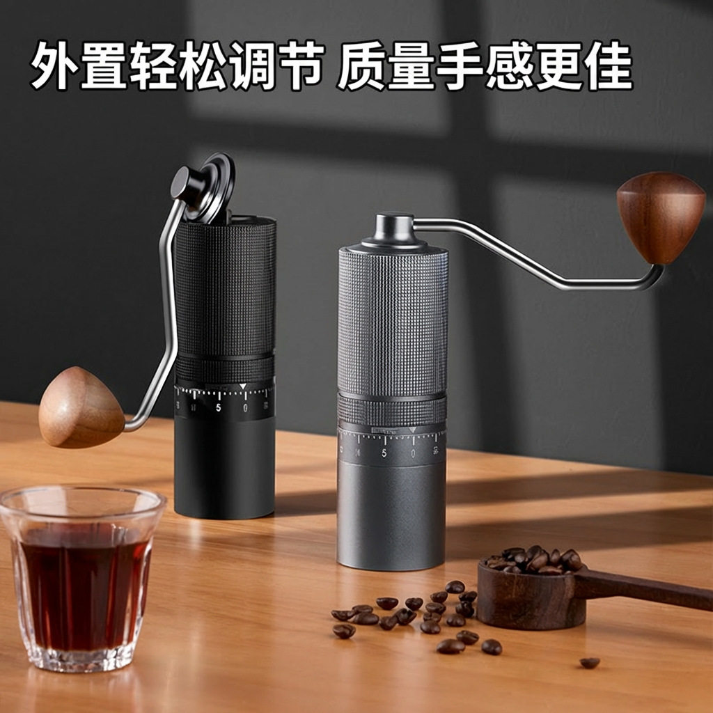 外调节手摇磨豆机钢芯七星家用咖啡研磨器户外便携咖啡研磨机跨境