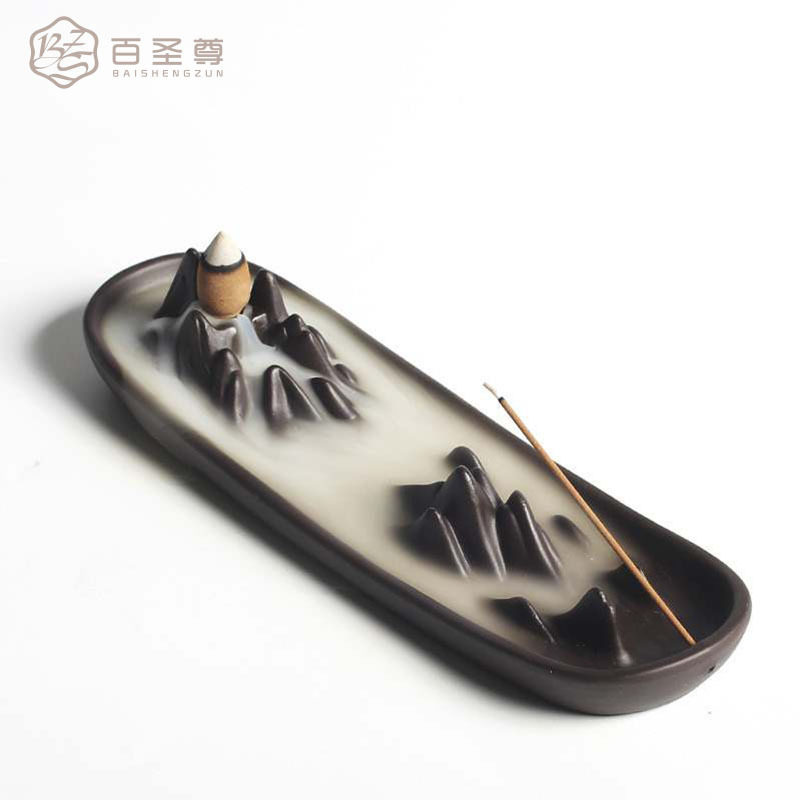 紫砂倒流香炉家用茶道香插香炉陶瓷香薰炉创意摆件陶瓷工艺品批发