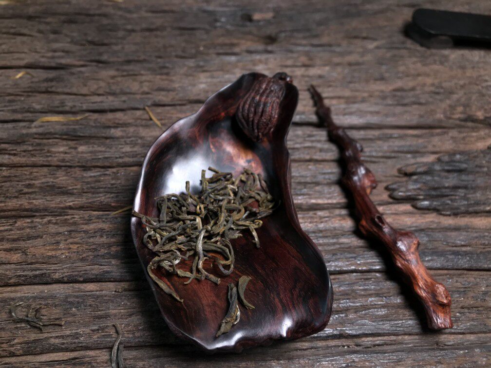 海南黄花梨野生紫油梨老料雕刻佛手瓜款茶则