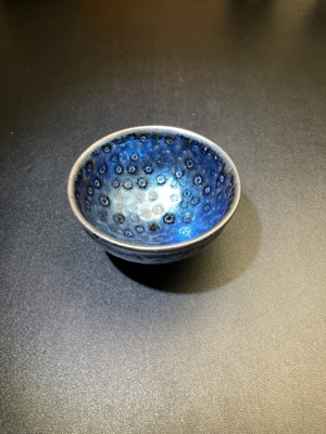 建窑建盏原矿原釉七彩蓝天眼斑油滴主人茶盏束口茶杯