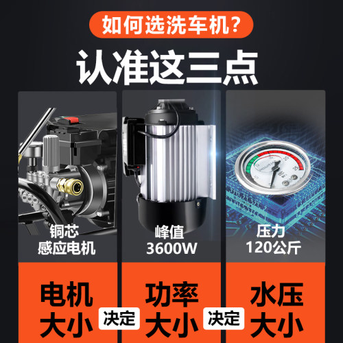 黑猫圣将洗车高压水泵洗车机220v水枪家用大功率全自动清洗机神器