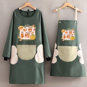 时尚 洋气防水防油长袖 罩衣大人工作服围腰定制logo印字厨房围裙女