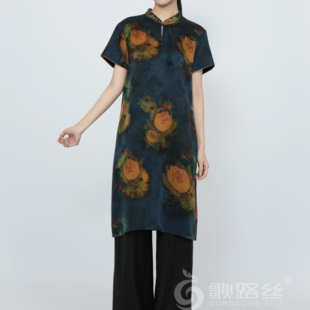 歌路丝香云纱桑蚕丝莨绸香云纱连衣裙1192