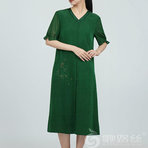 歌路丝桑蚕丝香云纱连衣裙00851