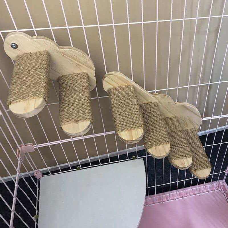 挂墙猫咪云朵爬梯实木猫笼壁挂式diy钉墙松木猫墙上猫爬架多功能