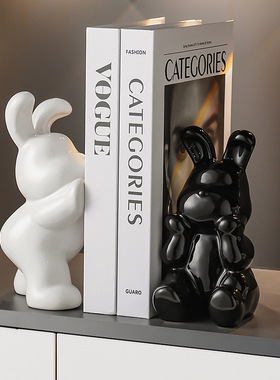 创意兔子书挡摆件轻奢高档