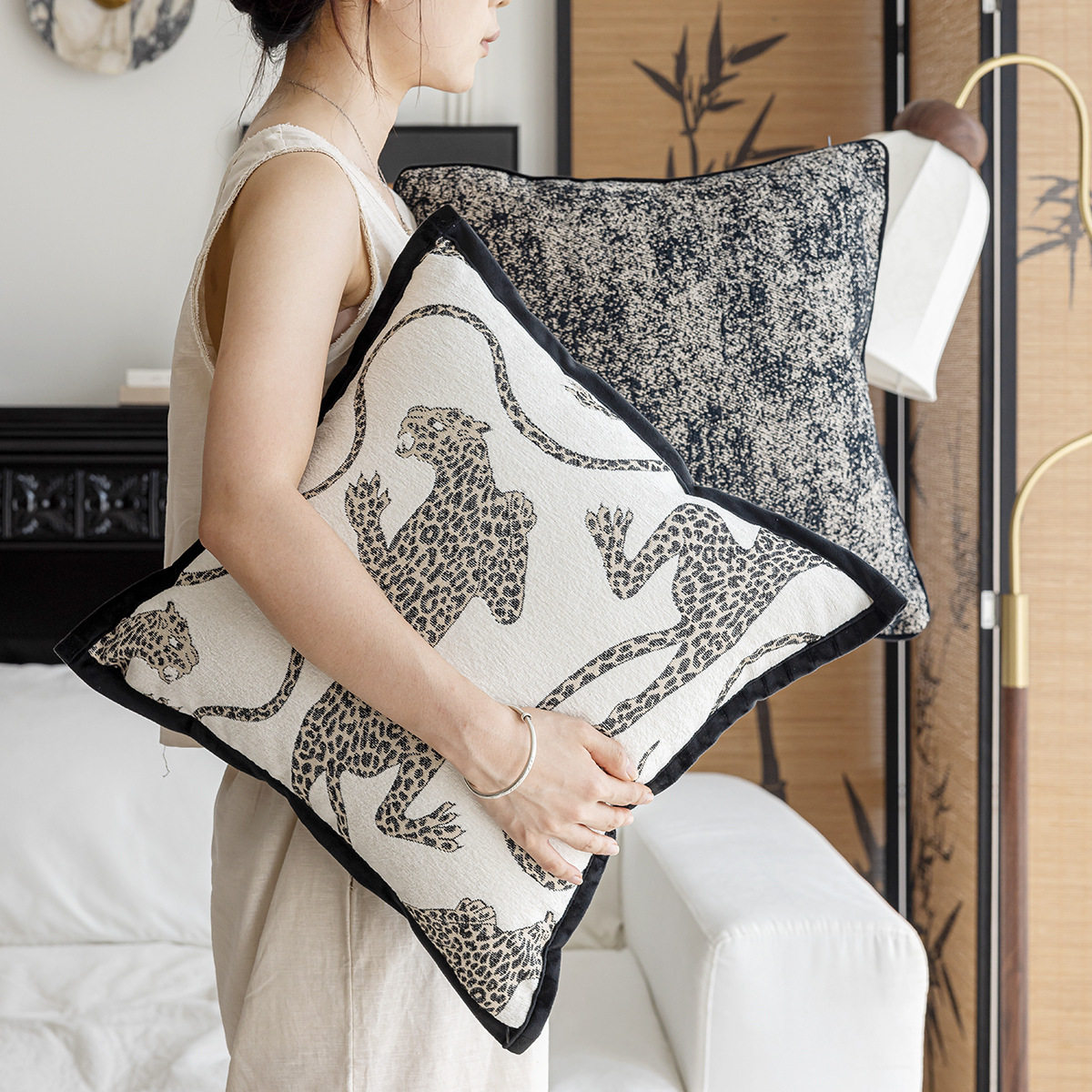 居家黑白沙发抱枕套现代简约客厅装饰靠枕床头靠垫床上靠背,居家布艺,靠垫/抱枕,淘宝优惠券,粉丝福利购,淘宝优惠卷