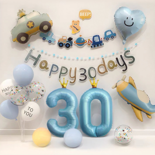 满月30气球布置马宝宝百天仪式感背景墙男孩装饰拍照道具出生婴儿