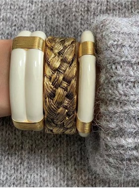 AurelieBidermann法式复古宽窄版个性手镯时尚气质轻奢精致手饰