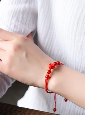 子木原创朱砂红绳手链