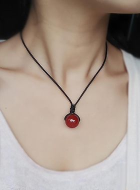 子木民族风玛瑙长款百搭吊坠项链