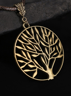 生命之树手工复古文艺风毛衣项链