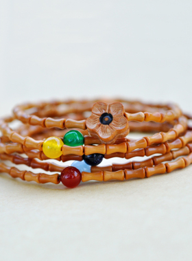 纯天然竹节橄榄核多圈玛瑙手饰品