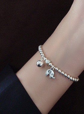 吉祥象 S925银招财好运银珠简约手链女朋友闺蜜生日礼物原创设计