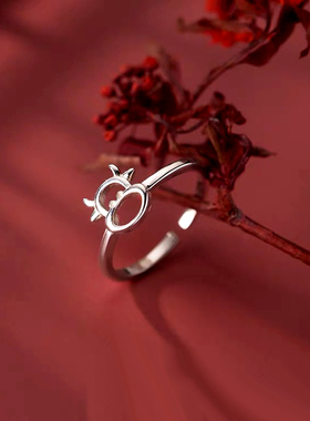 纯银本命年生肖开口可调节戒指