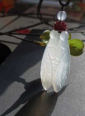 子木。天然冰种玉蝉项链一鸣惊人金榜题名考研考公上岸幸运项链