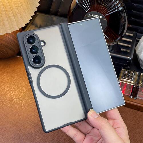 适用三星Galaxyz fold7双中轴保护磁吸软边手机壳zfold6肤感磨砂高级感折叠屏中轴全包w26/25/24zfold5后外壳