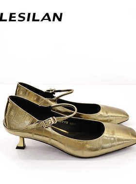 爱乐诗兰黑色高跟晚晚玛丽珍小真皮单鞋子春夏季女新款英伦风4c18