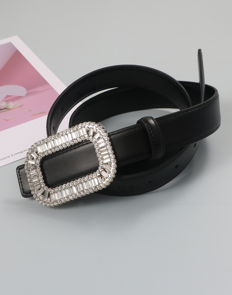 轻奢钻扣真皮腰带女气质水钻方扣镶钻配裙子腰封装饰配饰百搭皮带