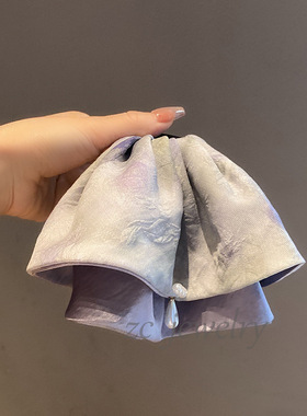 新中式紫色印花裙摆发夹子温柔头发抓夹后脑勺盘发夹半扎发卡发饰