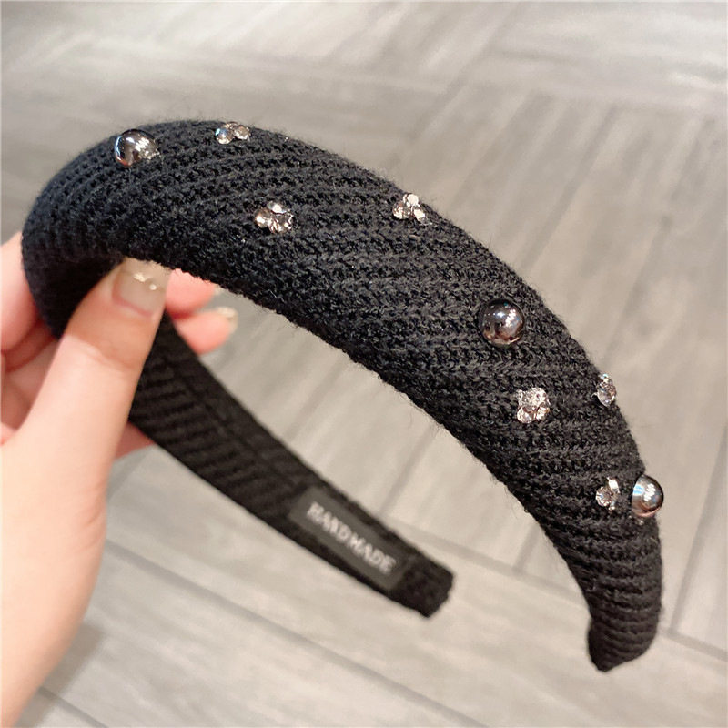 韩系毛线针织氛围感海绵发箍宽边高颅顶头箍日常外戴压发发卡发捆