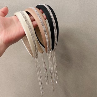 流苏水钻发卡巨好看的发箍女款高级感洋气时尚后挂式镶钻头箍发捆