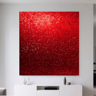 正方形装 饰画民宿油画纯手绘油画红色客厅背景大厅餐厅沙发抽象画