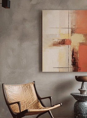 XD 纯手绘油画现代肌理玄关餐厅挂画抽象客装饰画橙色沙发设计画