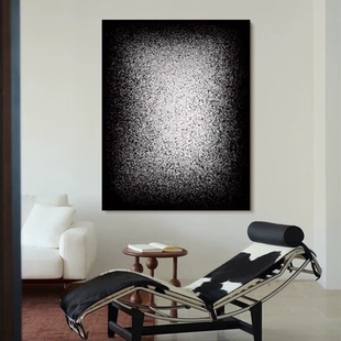 饰画 轻奢高级艺术感黑色现代简约玄关客厅装 手绘油画 斑斑粒粒