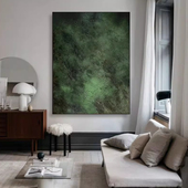 纯手绘油画沙发设计抽象艺术画绿色简约客厅玄关壁油画现代装 饰画