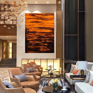 别墅纯手绘油画抽象客厅装 饰画餐厅过道肌理挂画沙发设计师客厅画