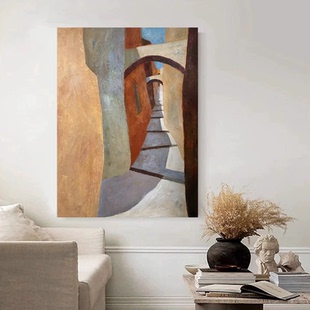 XD手绘油画抽象玄关装饰画走廊过道沙发客厅落地大幅画会议厅挂画