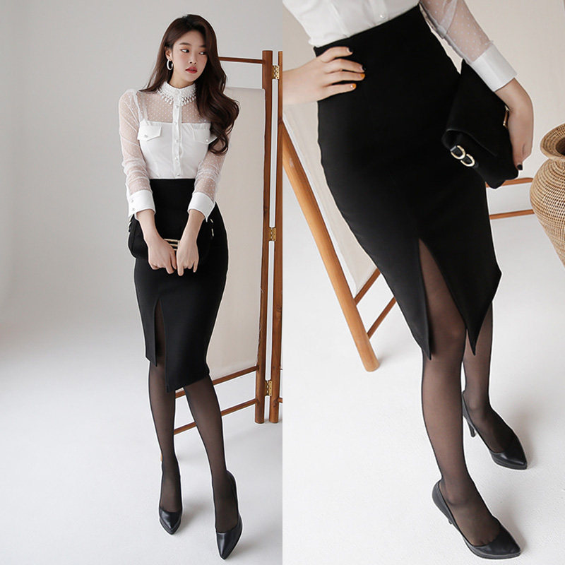 性感半身裙中长款开叉显瘦2024秋冬高腰一步裙女不规则修身包臀裙