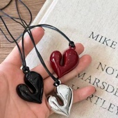 韩国fever博主同款 爱心吊坠项链长款 毛衣链女配饰锁骨链颈链首饰