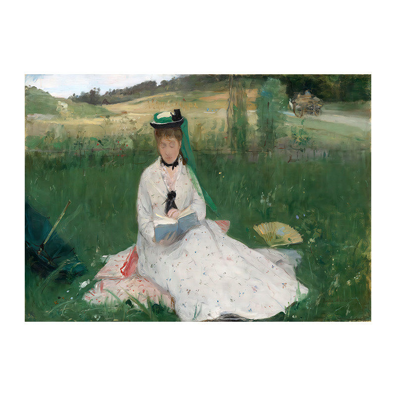 贝尔特‧莫里索看书的女人高清微喷人物油画布欧式有框装饰画挂画