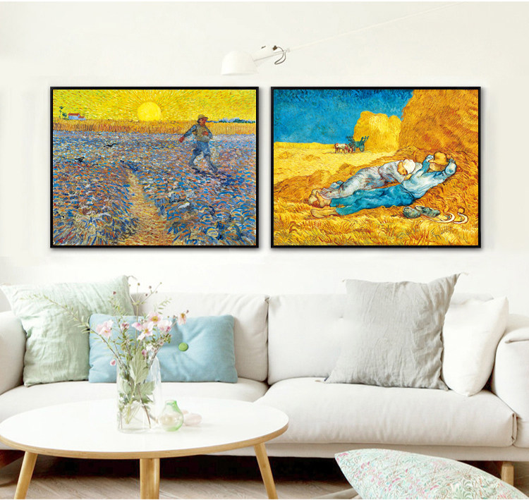 梵高世界名画欧式装饰画油画客厅美式卧室丰收餐厅现代简约壁挂画