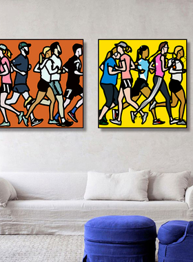 Julian Opie朱利安奥培波普艺术插画现代极简抽象人物民宿装饰画